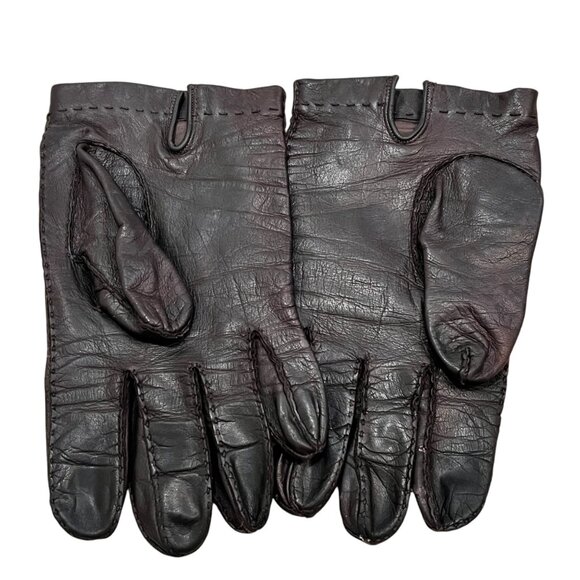 Vintage Aris Leather Gloves Mens Size 8 Nylon Lined Black Made In Philippines - Picture 2 of 5